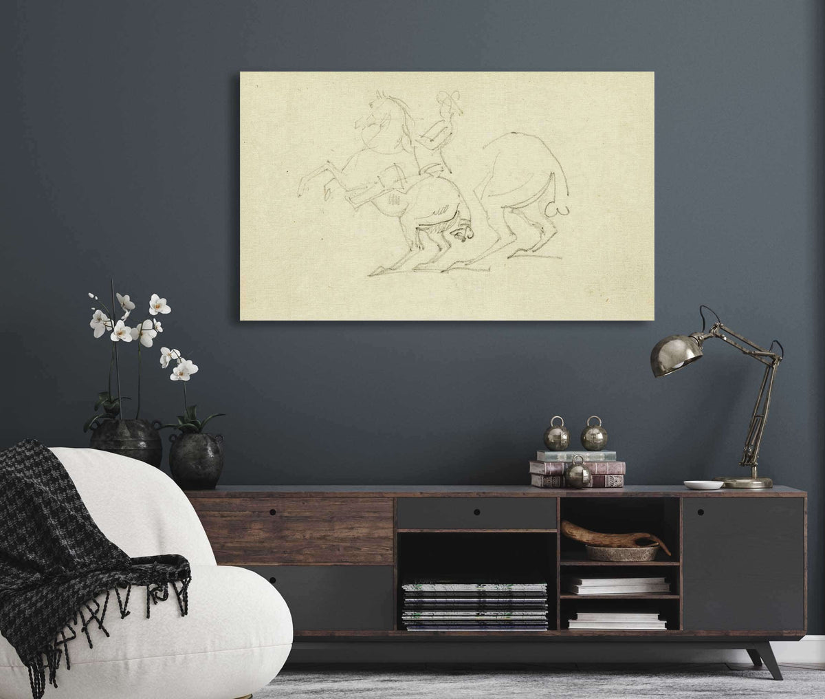Man On A Rearing Horse Study Of Hind Legs Of Horse  by Theodore Gericault