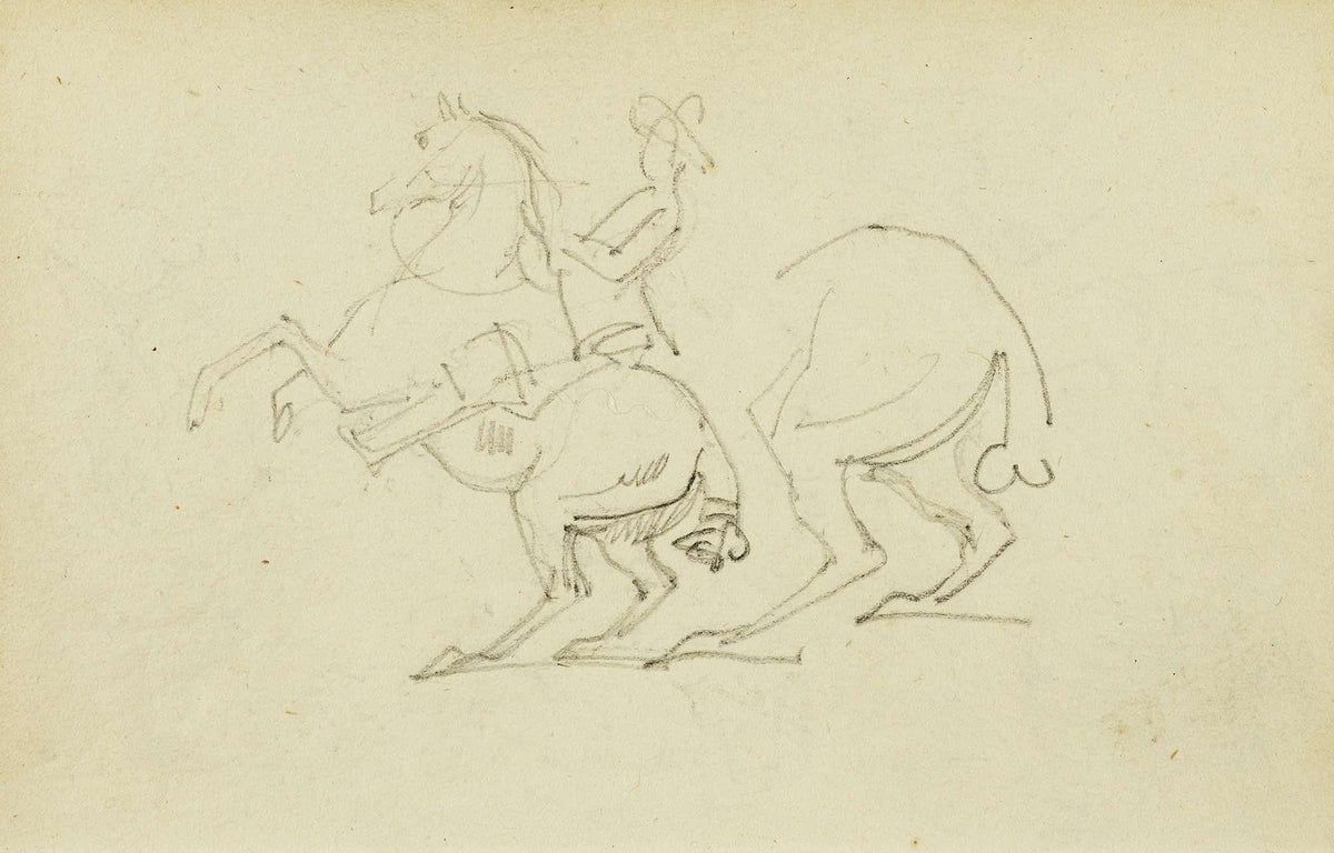 Man On A Rearing Horse Study Of Hind Legs Of Horse  by Theodore Gericault