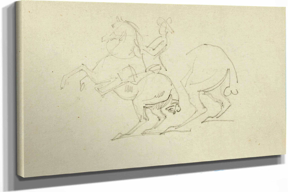 Man On A Rearing Horse Study Of Hind Legs Of Horse  by Theodore Gericault