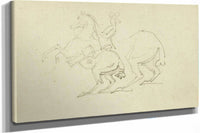 Man On A Rearing Horse Study Of Hind Legs Of Horse  by Theodore Gericault