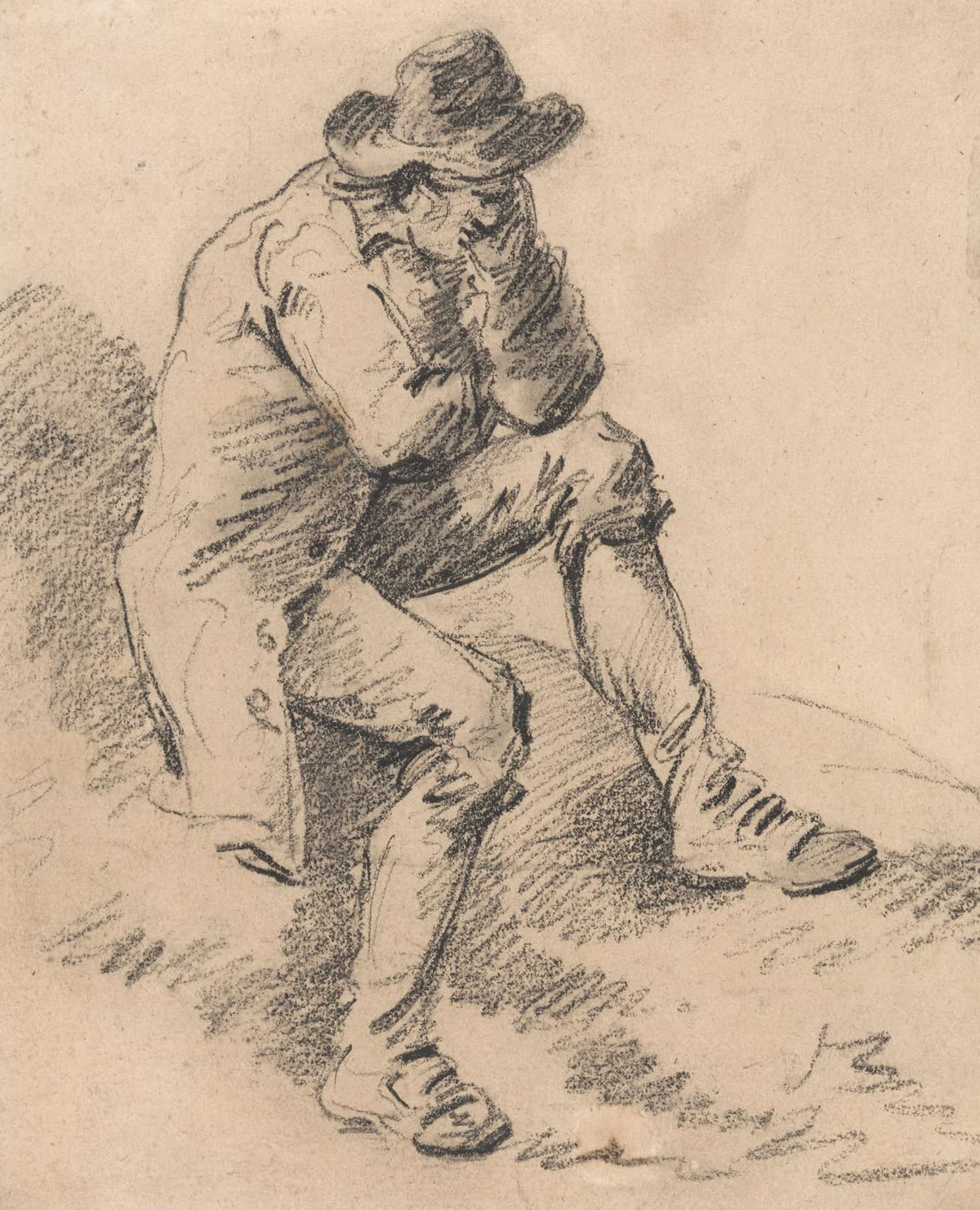 Man Seated On A Bank by George Morland