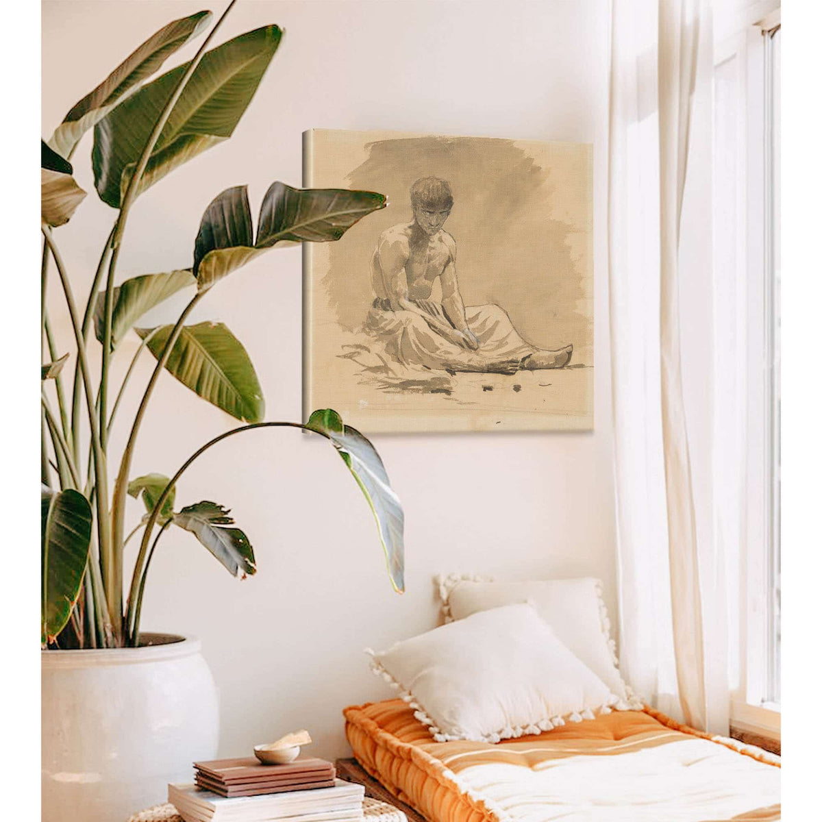 Man Sitting Half Naked by Ladislav Mednyanszky