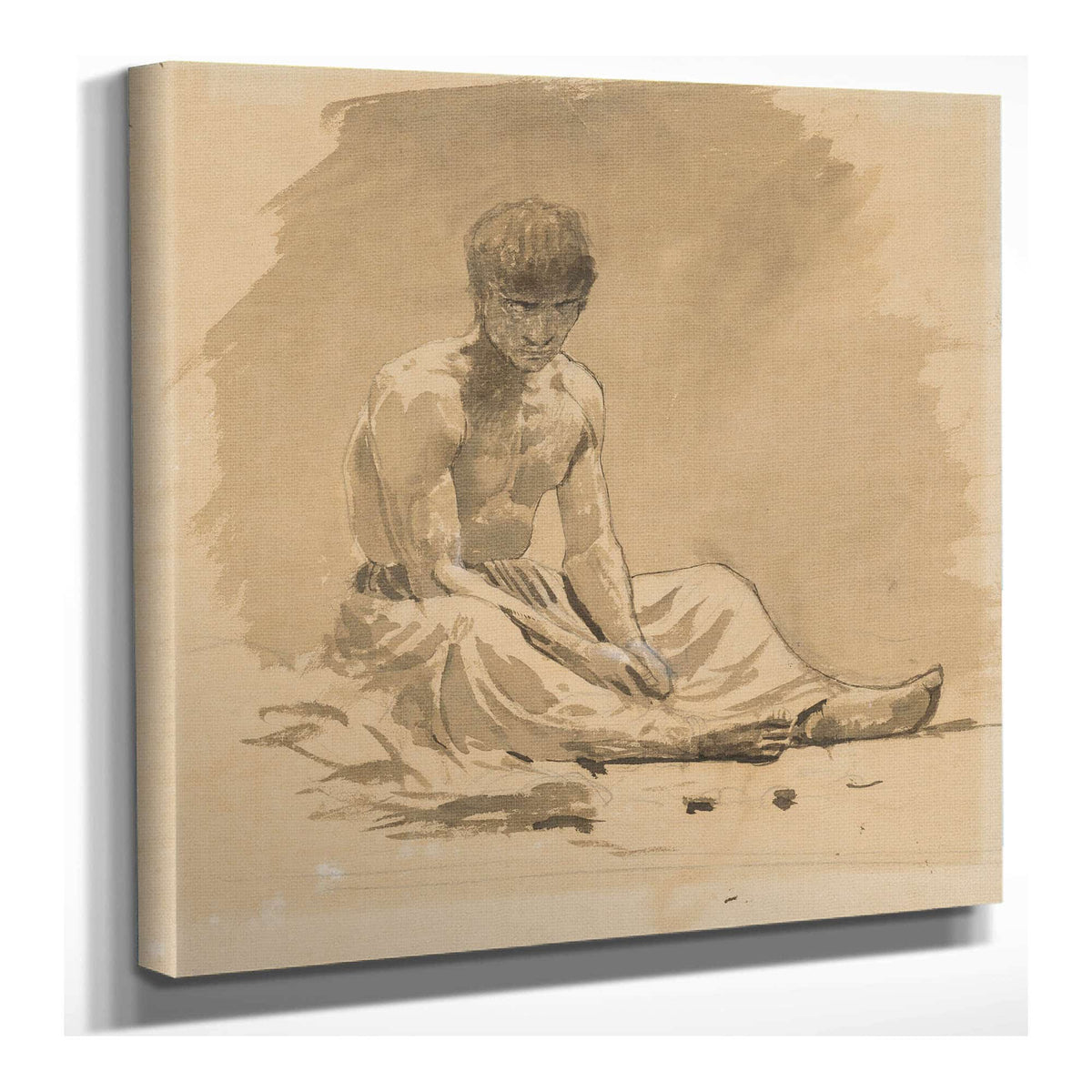 Man Sitting Half Naked by Ladislav Mednyanszky