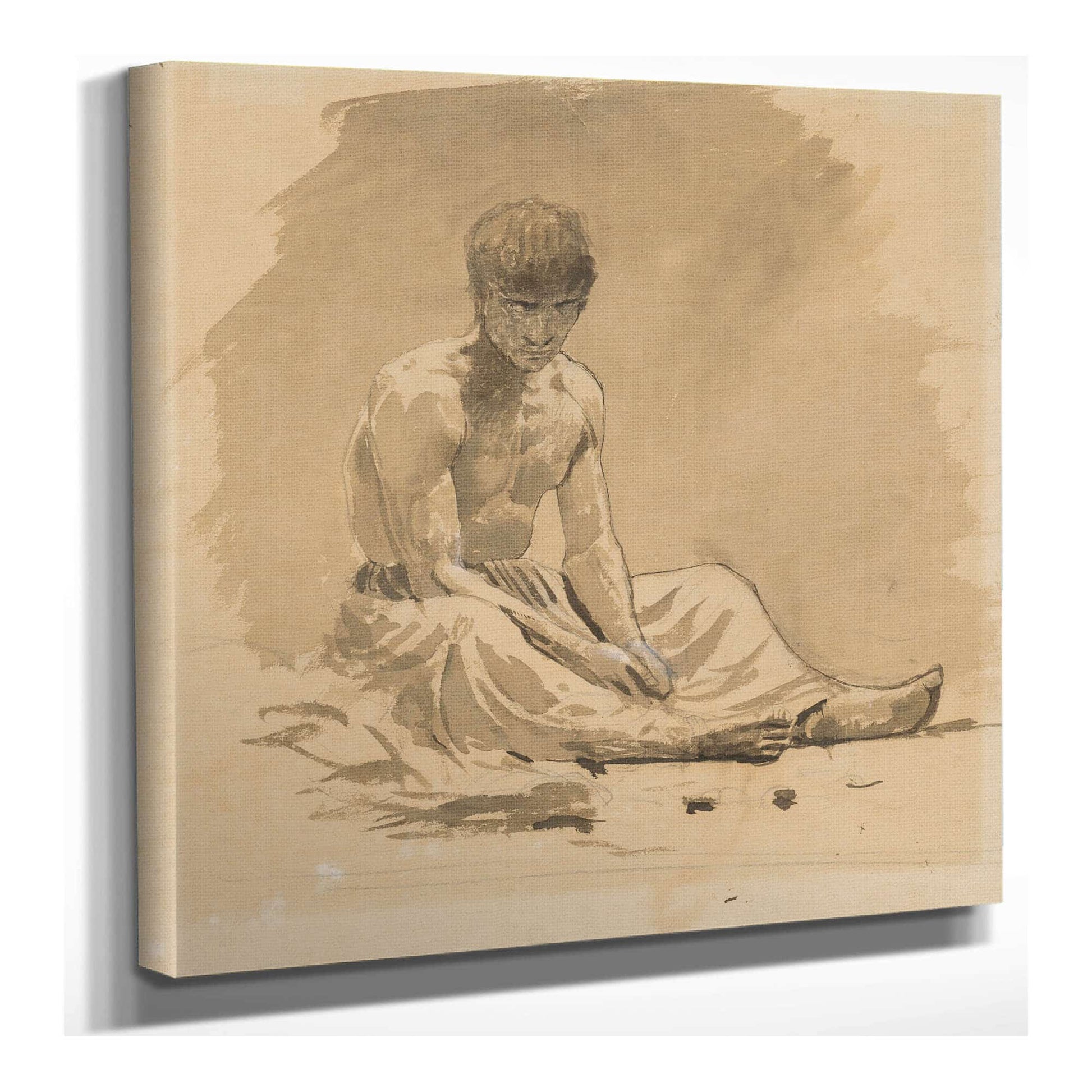 Man Sitting Half Naked by Ladislav Mednyanszky
