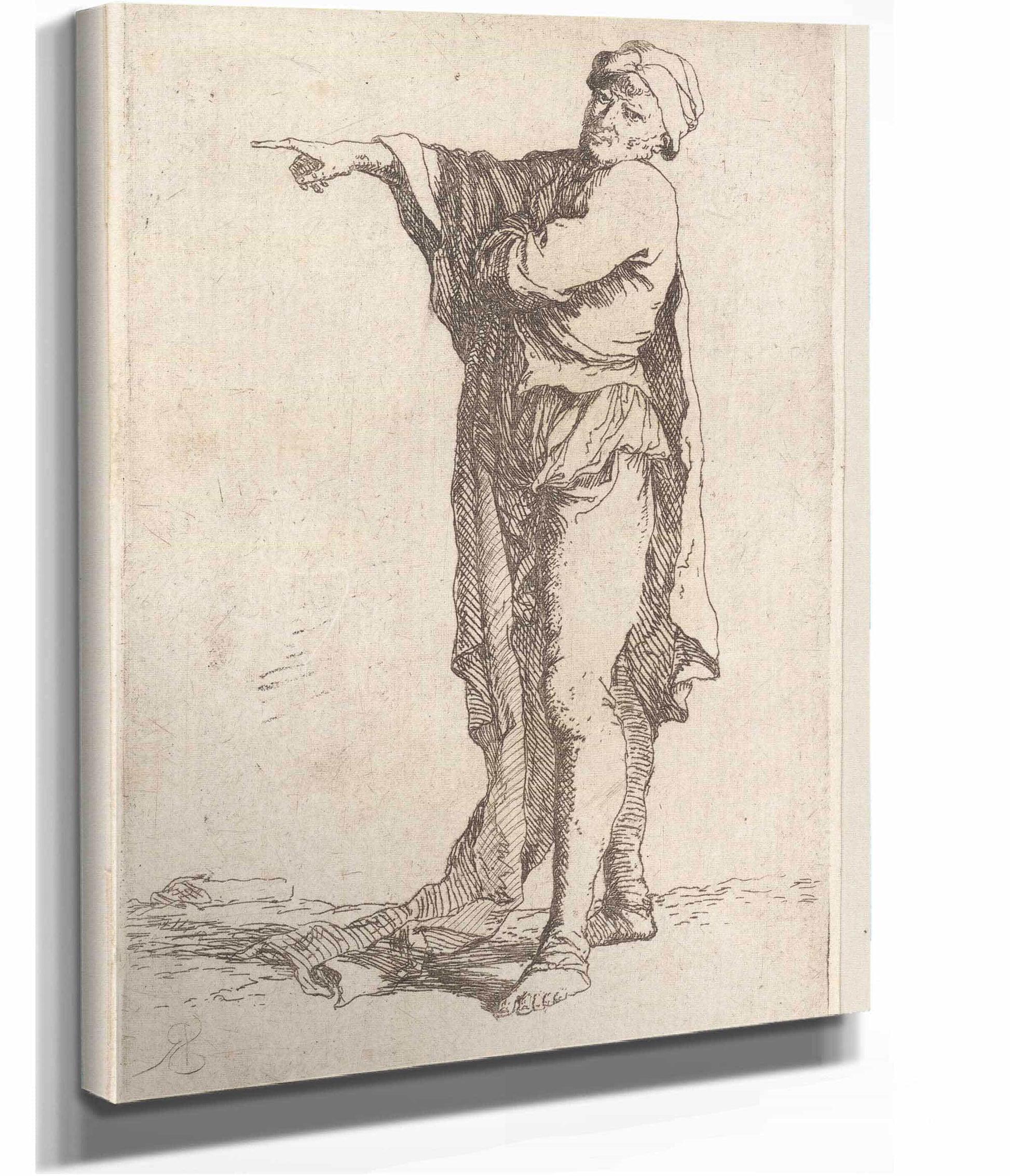 Man Standing His Arm Pointing Horizontally  by Salvator Rosa