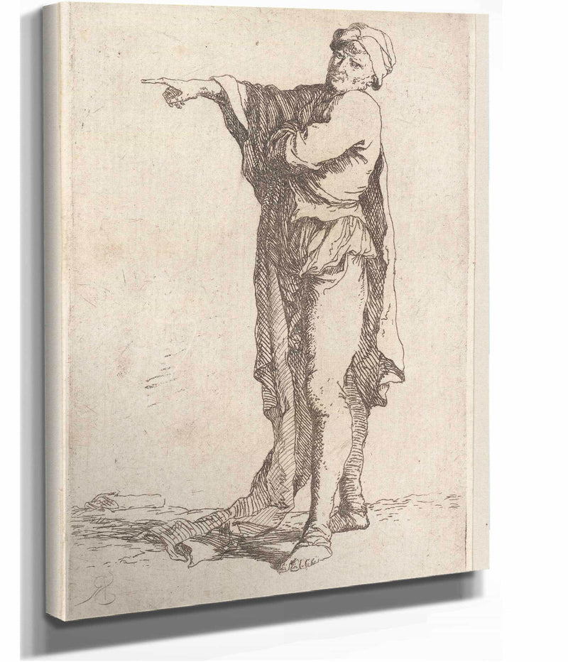 Man Standing His Arm Pointing Horizontally  by Salvator Rosa