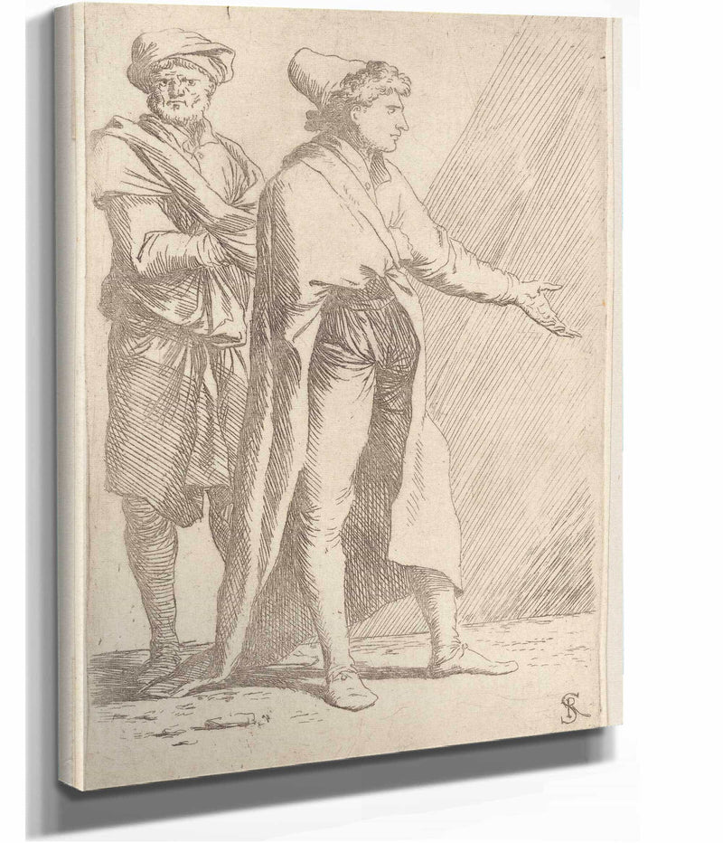 Man Striding Followed By A Retainer  by Salvator Rosa