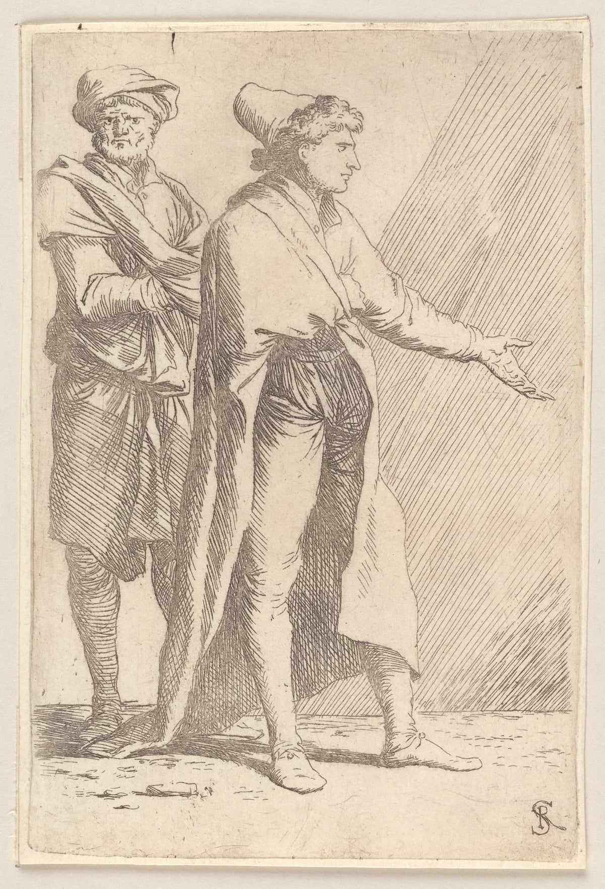 Man Striding Followed By A Retainer  by Salvator Rosa