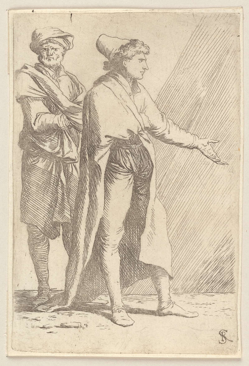Man Striding Followed By A Retainer  by Salvator Rosa