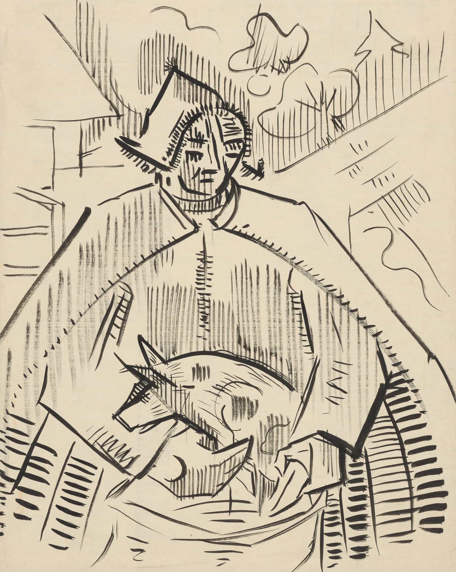 Man With A Pig by Arnold Peter Weisz Kubincan