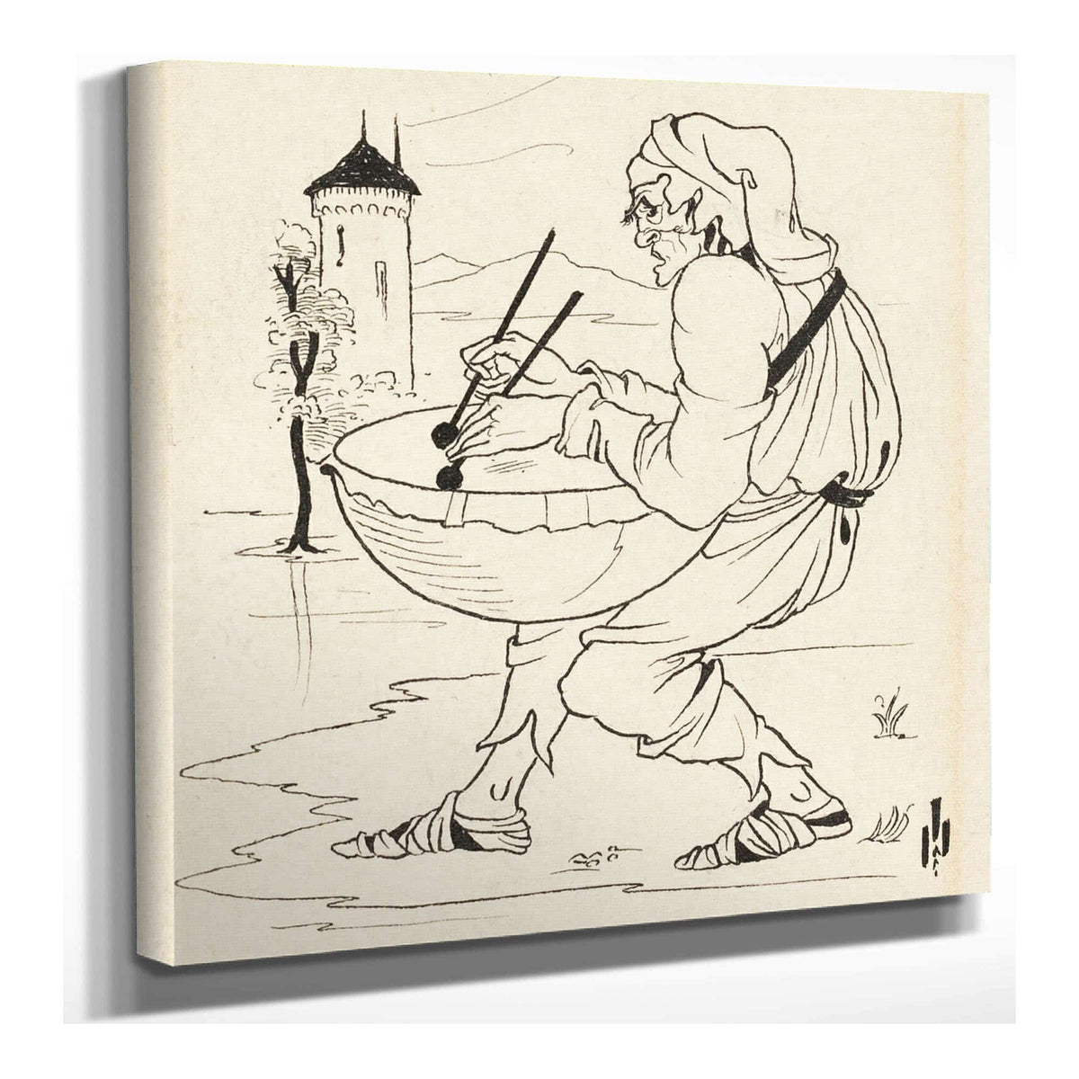 Man With Drum by Aubrey Vincent Beardsley