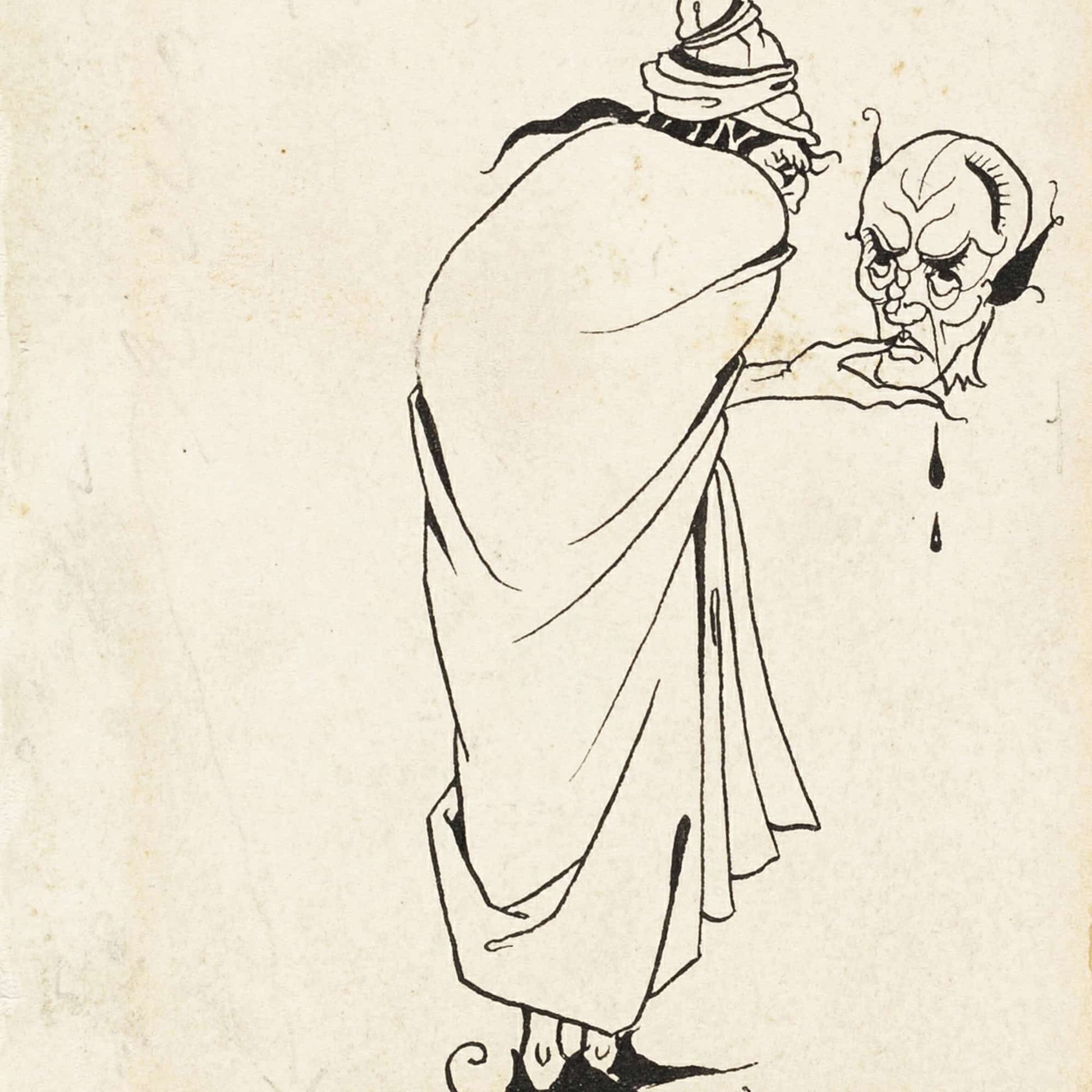 Man With Skull by Aubrey Vincent Beardsley
