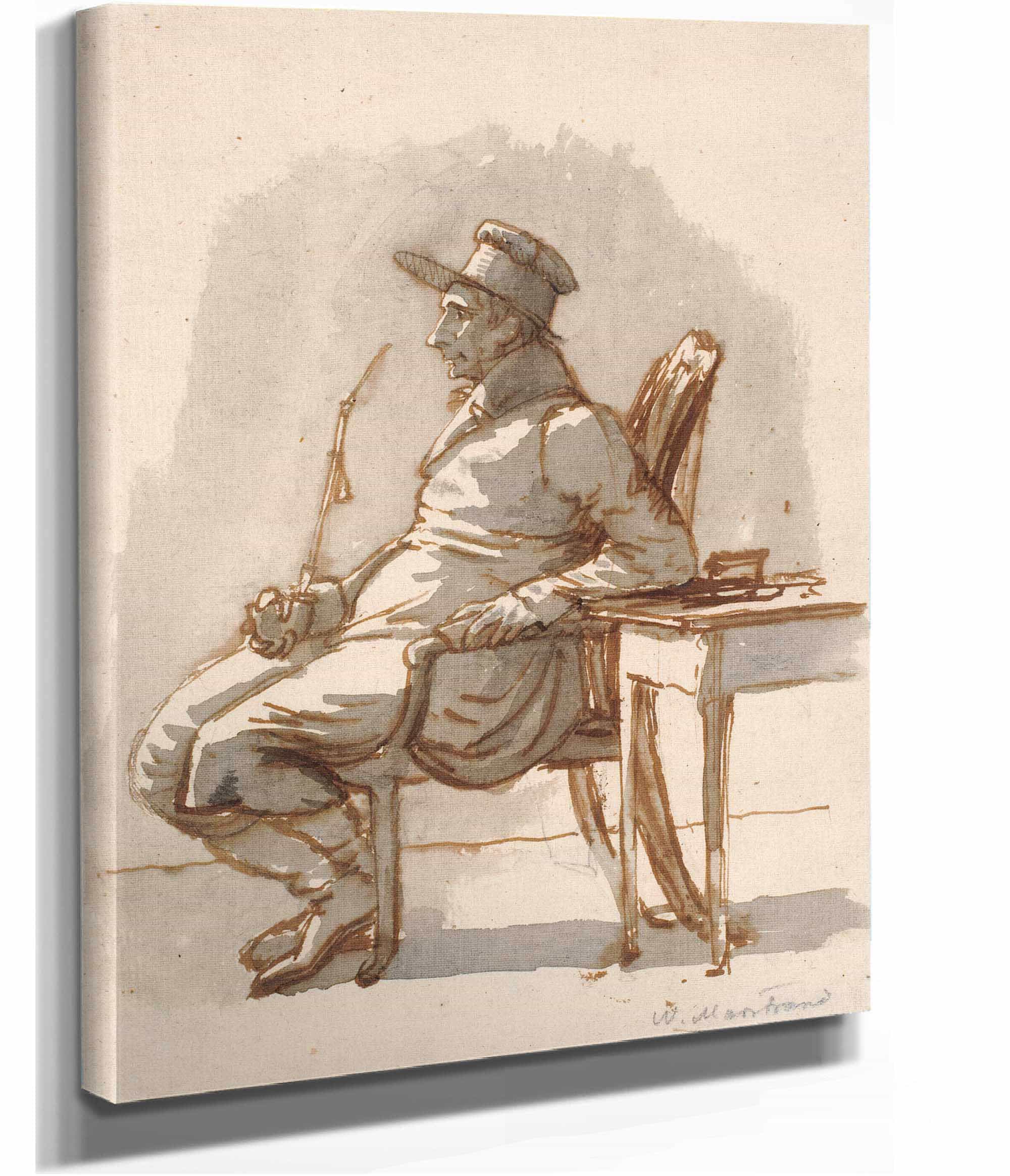 Mand Med Pibe Og Kasket Kunstnerens Onkel by Wilhelm Marstrand