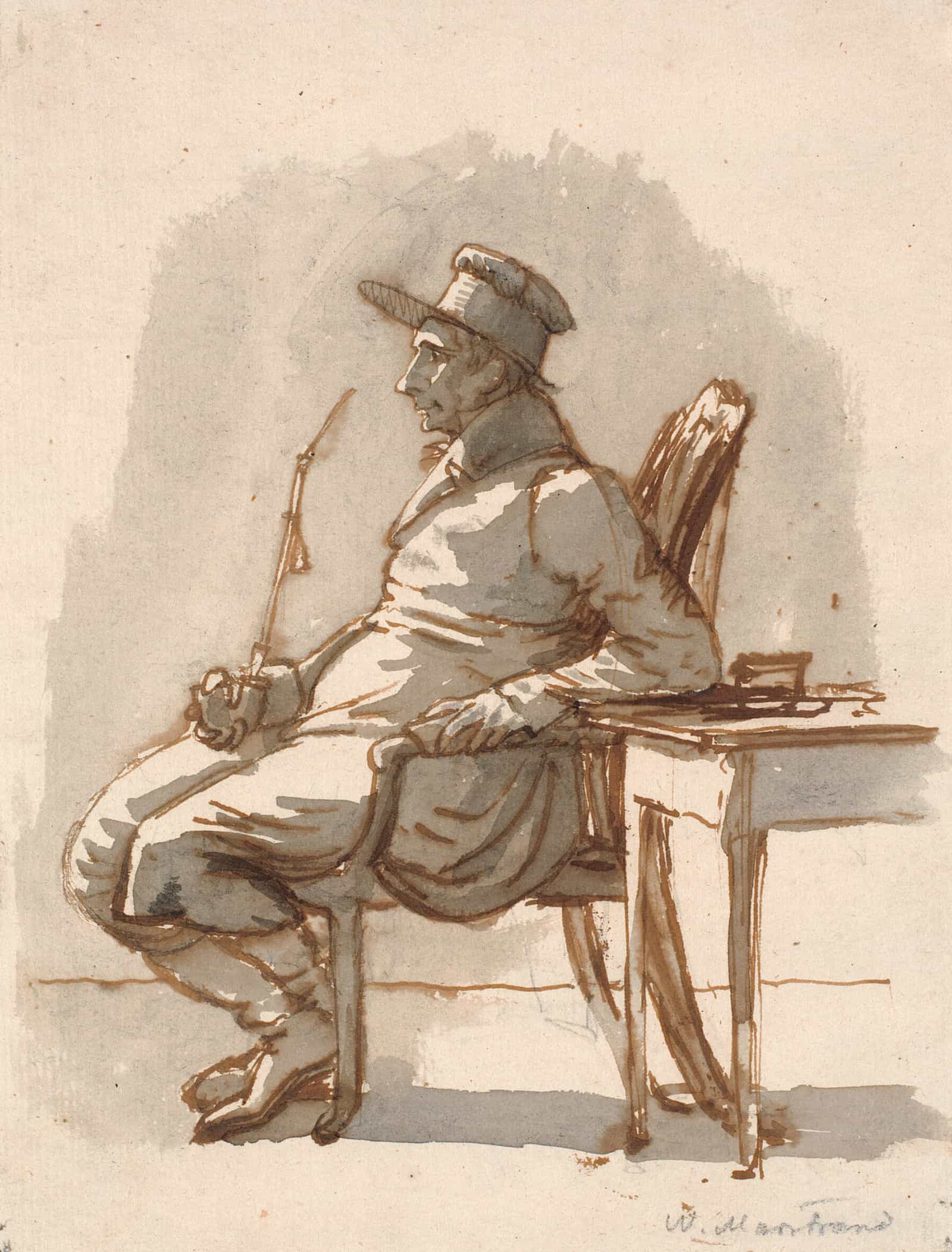 Mand Med Pibe Og Kasket Kunstnerens Onkel by Wilhelm Marstrand