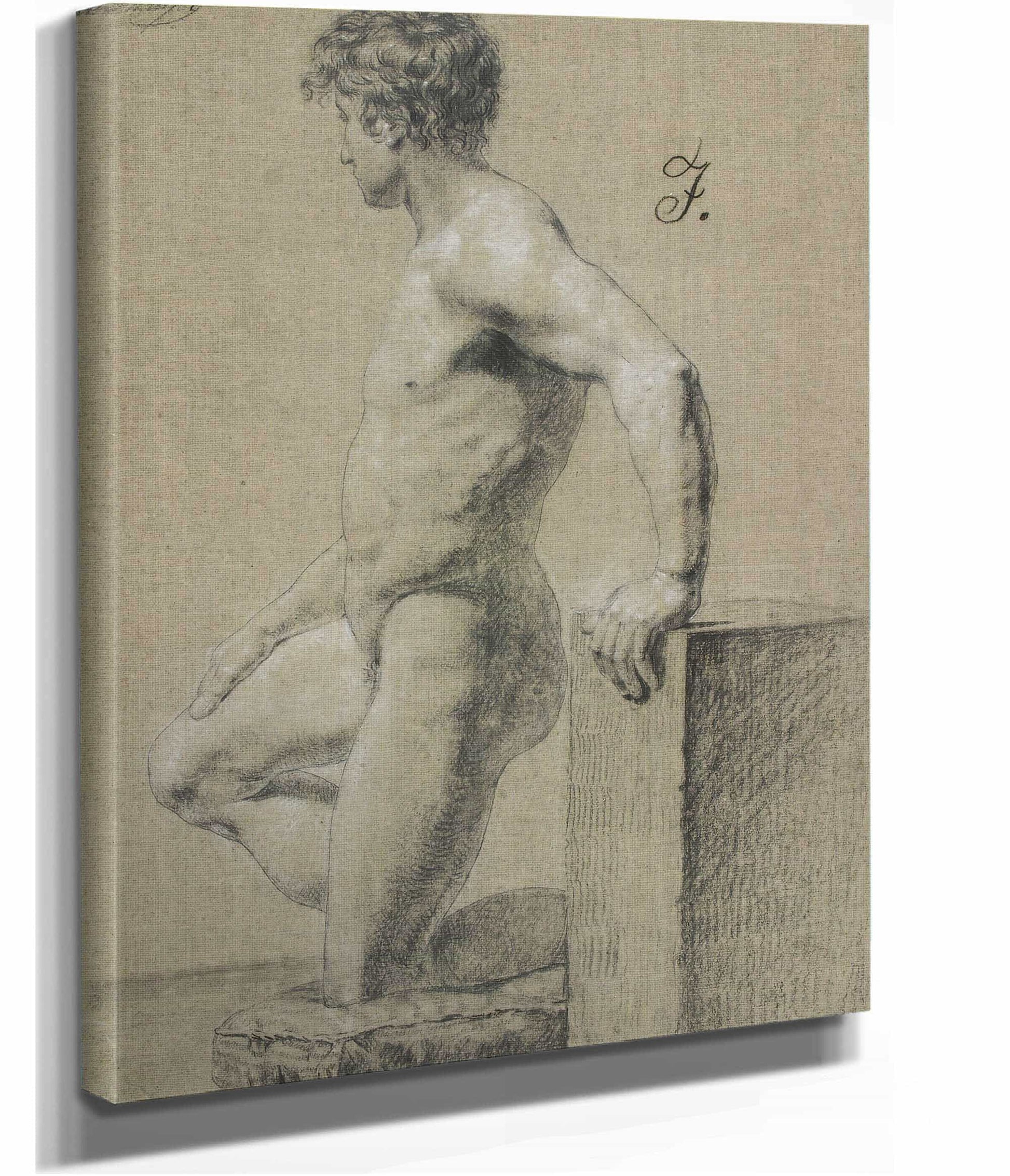 Mandlig Knaelende Modelfigur Profil Til Venstre by Christoffer Wilhelm Eckersberg