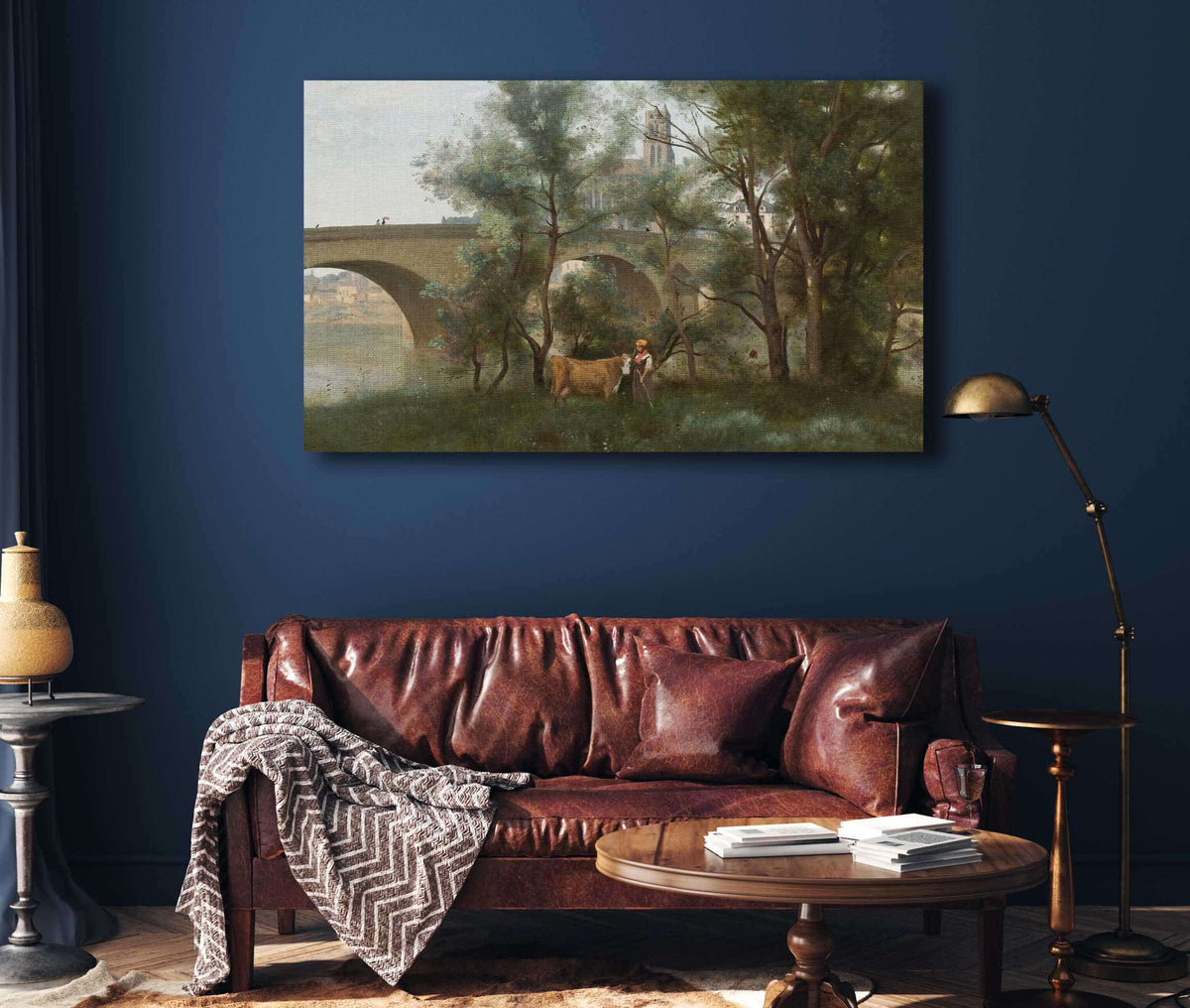 Mantes Les Bords De La Seine Au Pied Du Pont by Jean Baptiste Camille Corot