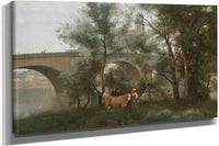 Mantes Les Bords De La Seine Au Pied Du Pont by Jean Baptiste Camille Corot