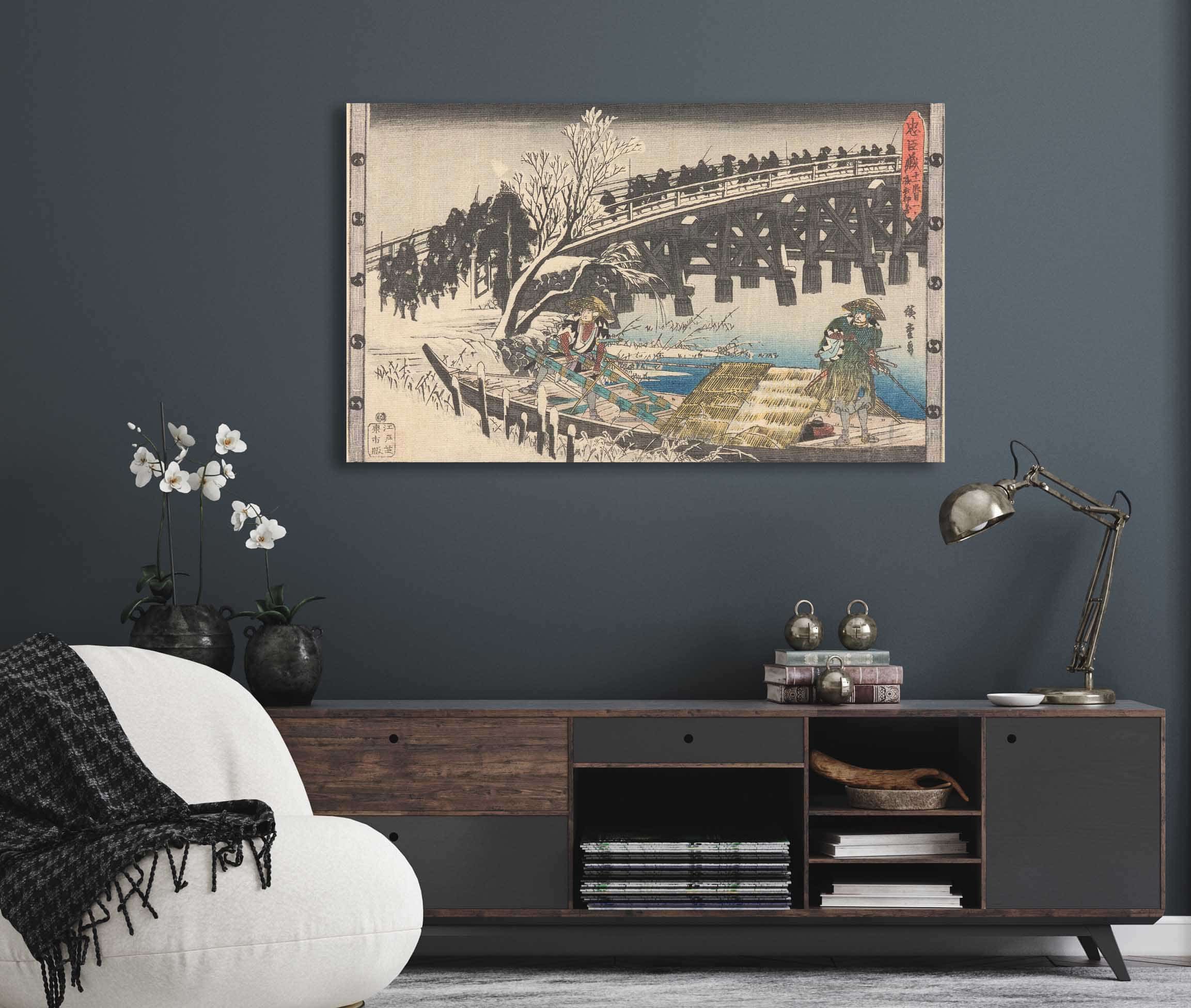 Marching Over Bridge by Ando Hiroshige