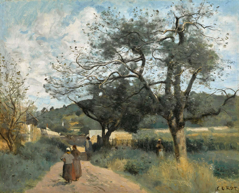 Marcoussis Route A Travers Les Champs by Jean Baptiste Camille Corot