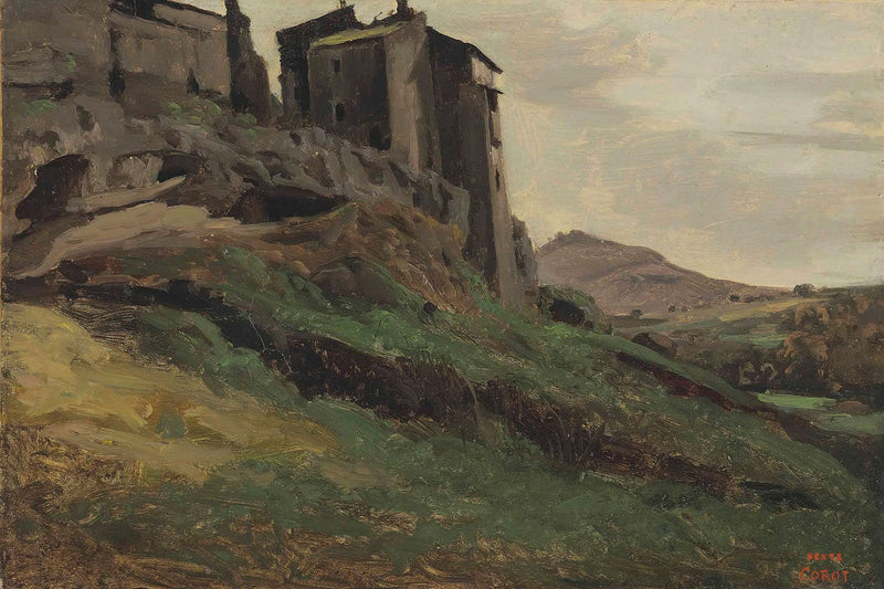 Marino Grandes Fabriques Au Sommet De Rochers by Jean Baptiste Camille Corot