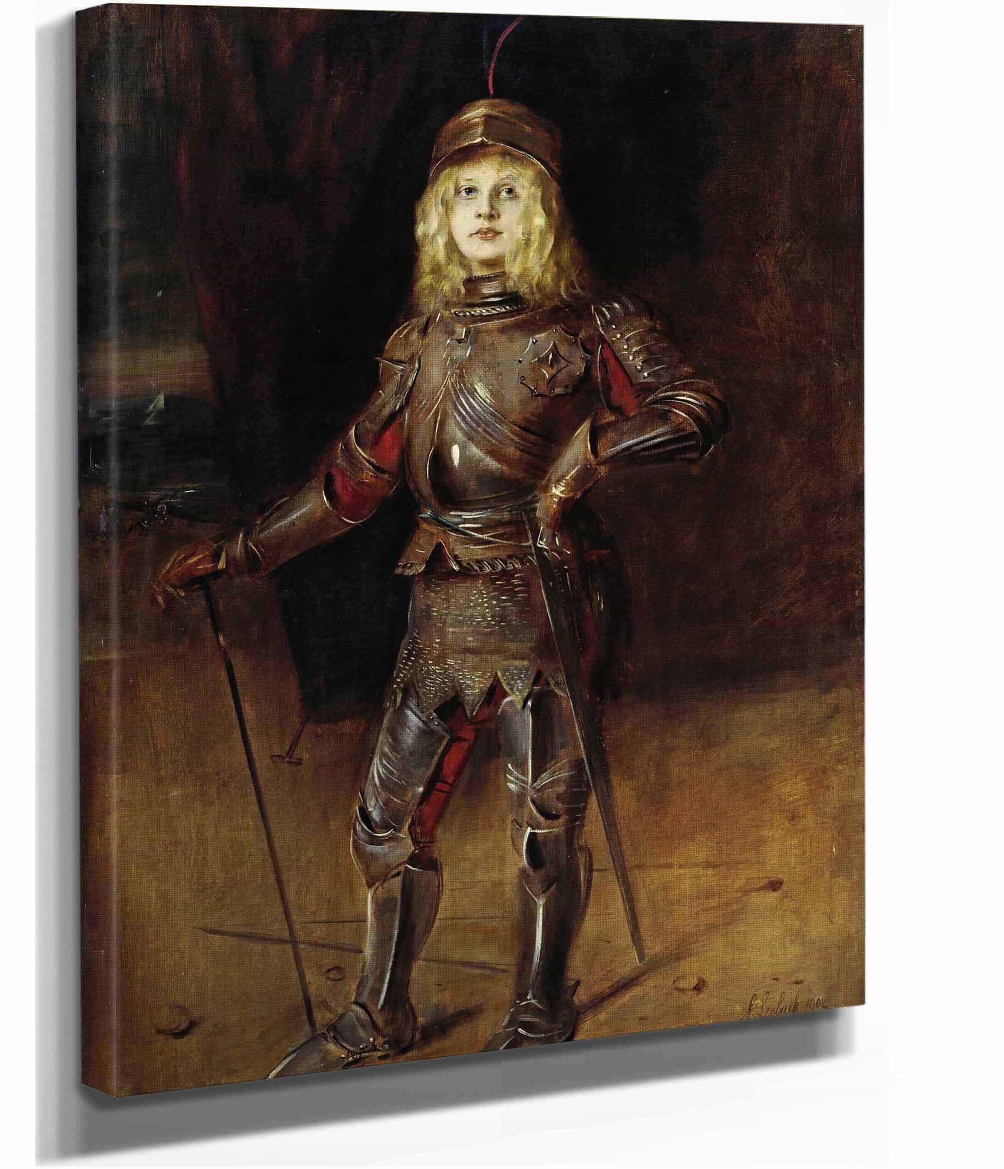Marion Lenbach In Knights Armor by Franz Von Lenbach