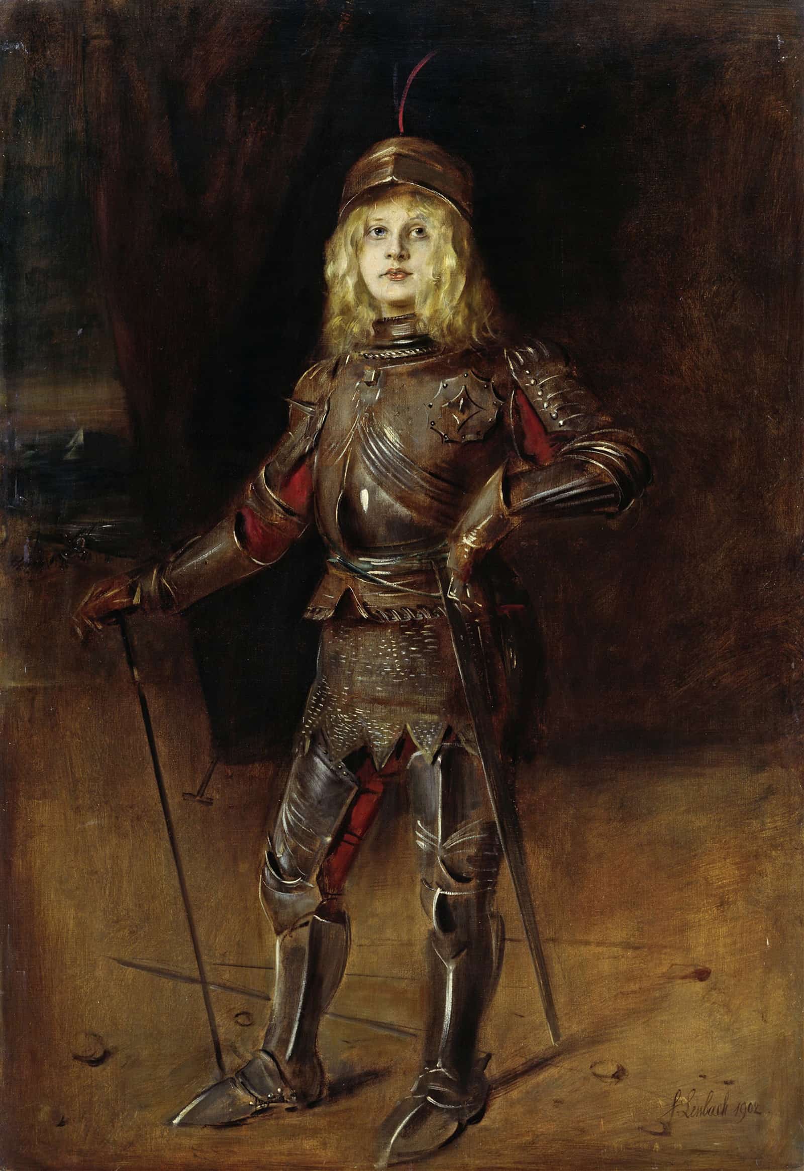 Marion Lenbach In Knights Armor by Franz Von Lenbach