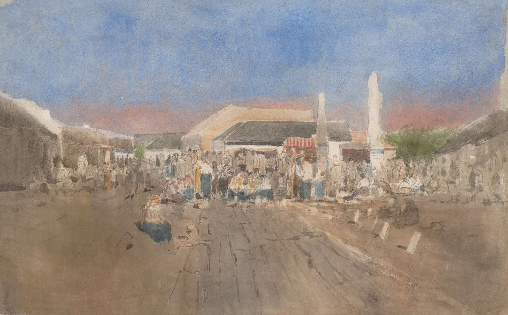 Market In Szolnok by Ladislav Mednyanszky