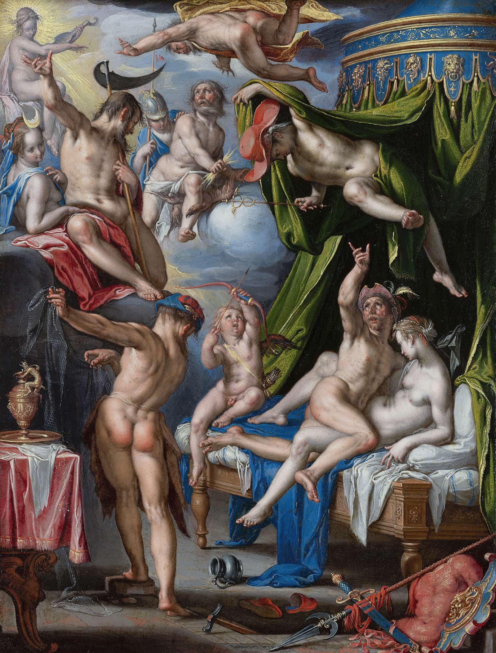 Mars And Venus Surprised By Vulcan by Joachim Wtewael