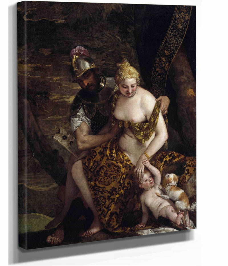 Mars Venus And Cupid Mars And Venus With Cupid And A Dog About by Paolo Veronese