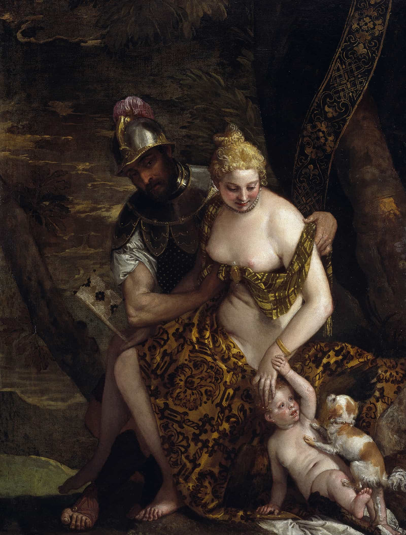 Mars Venus And Cupid Mars And Venus With Cupid And A Dog About by Paolo Veronese