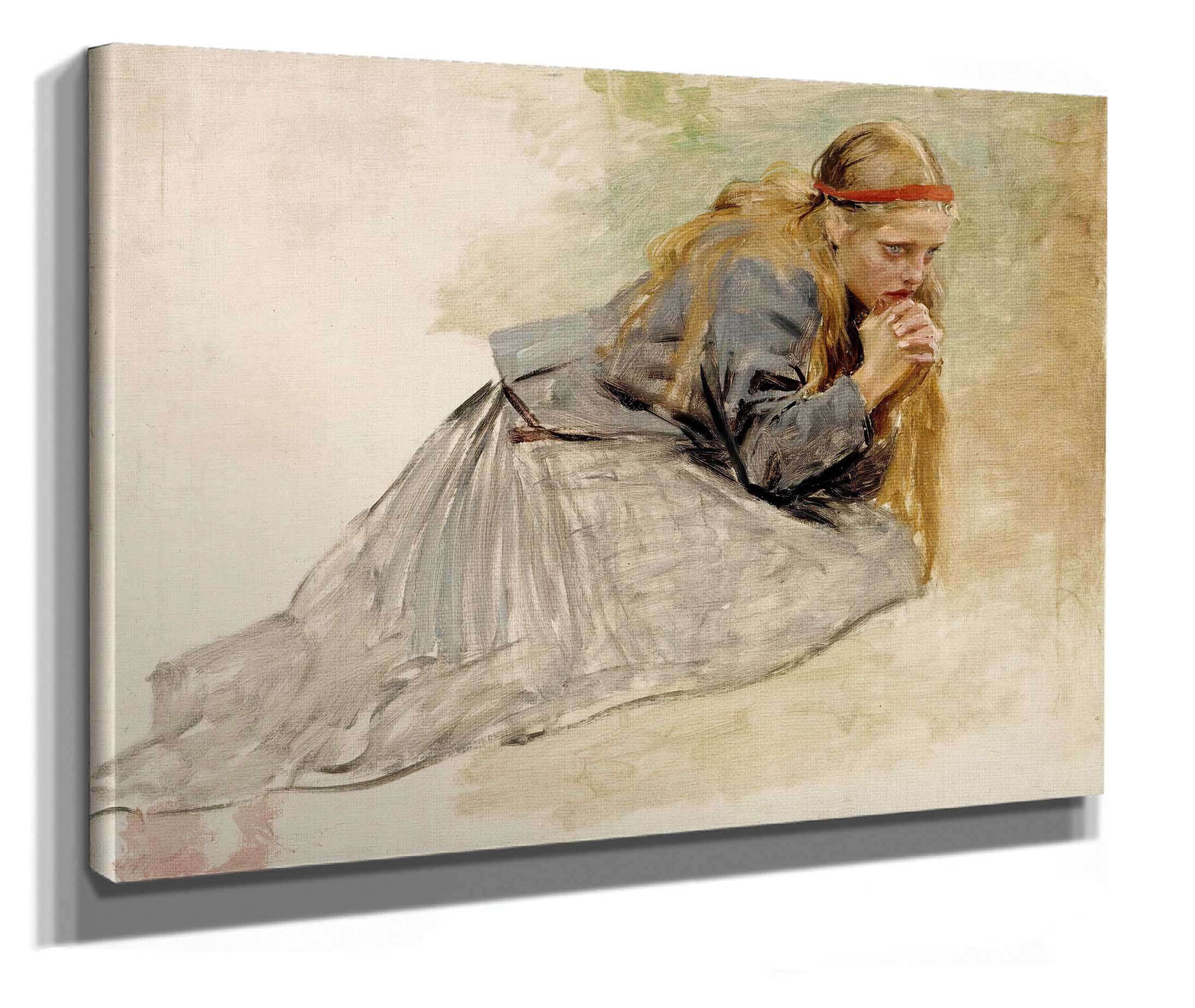 Mary Magdalene Kneeling Study For The Christ And Mary Magdalene by Albert Edelfelt