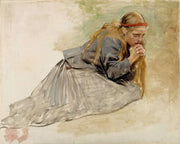 Mary Magdalene Kneeling Study For The Christ And Mary Magdalene by Albert Edelfelt