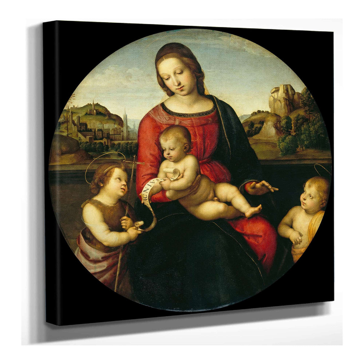 Mary With The Child John The Baptist And A Holy Boy Madonna Terrranuova by Raphael