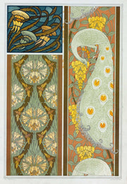 Meduses Et Algues Vitrail Cigales Et Lis Paons Et Cytise Bordures by Maurice Pillard Verneuil
