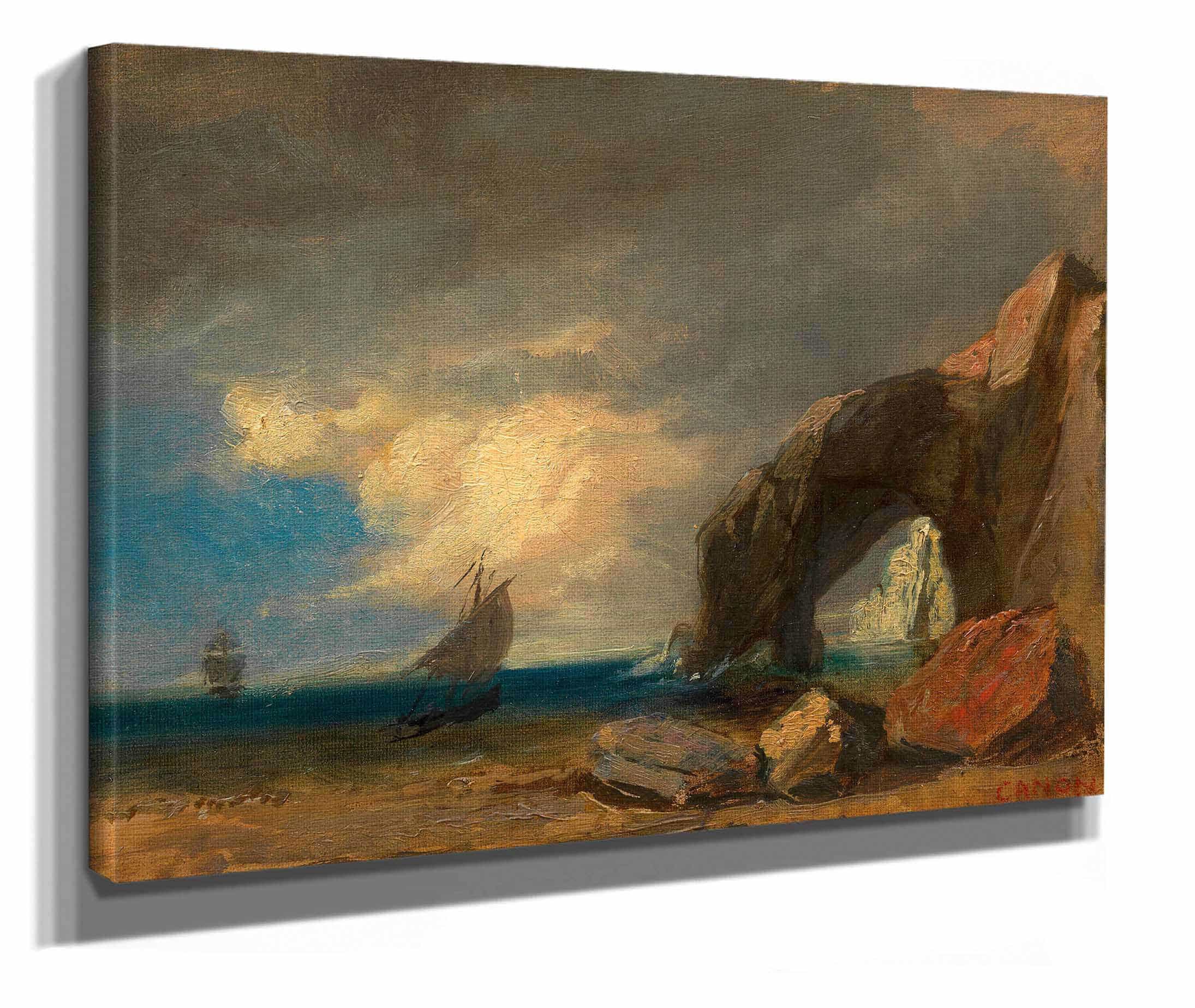 Meereskuste Mit Fischerbooten Olstudie  by Hans Canon