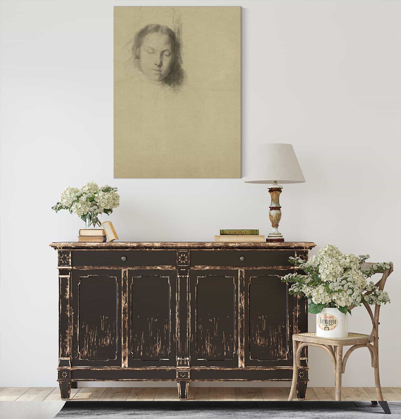 Meisjeskop Met Neergeslagen Blik by Therese Schwartze