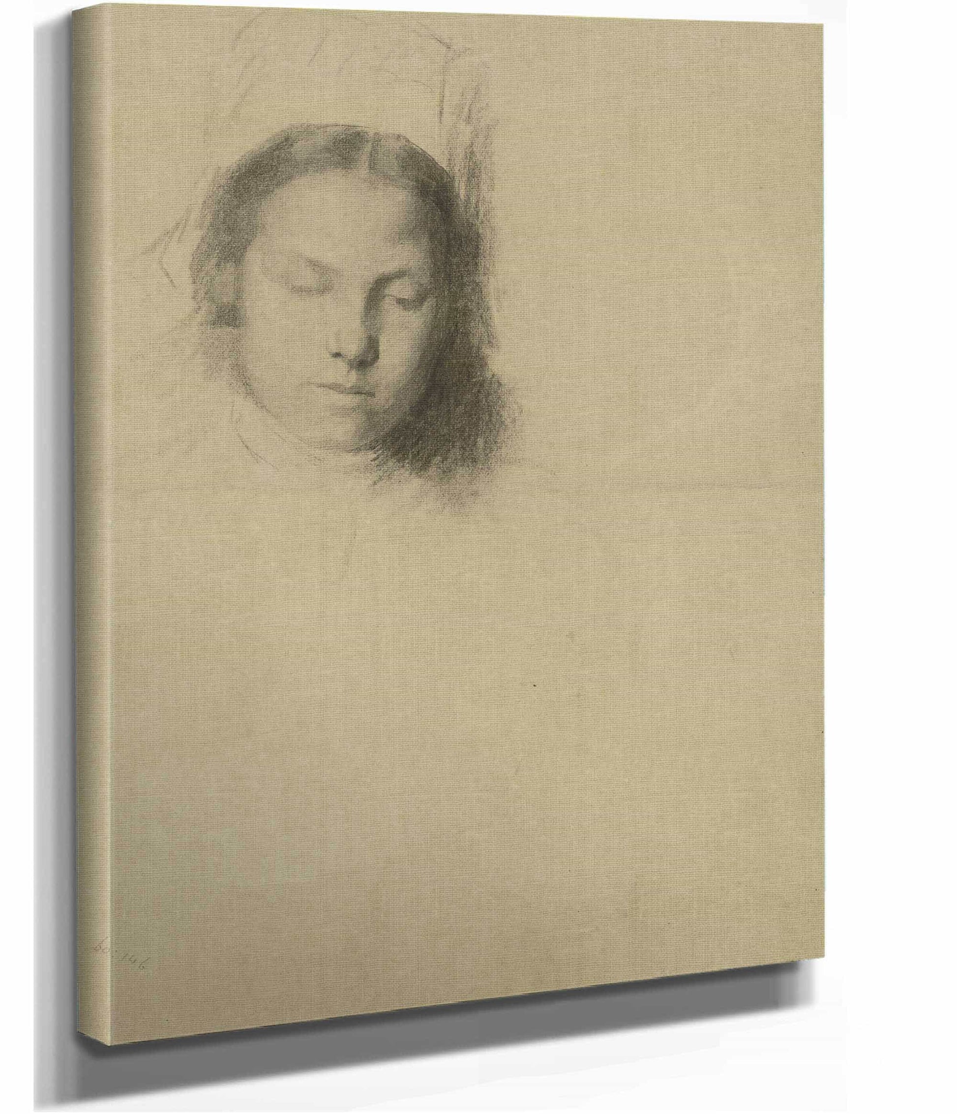 Meisjeskop Met Neergeslagen Blik by Therese Schwartze
