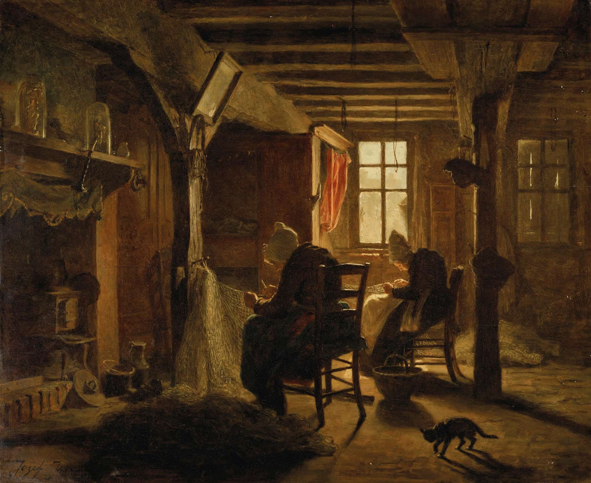 Mending The Nets by Jozef Israels