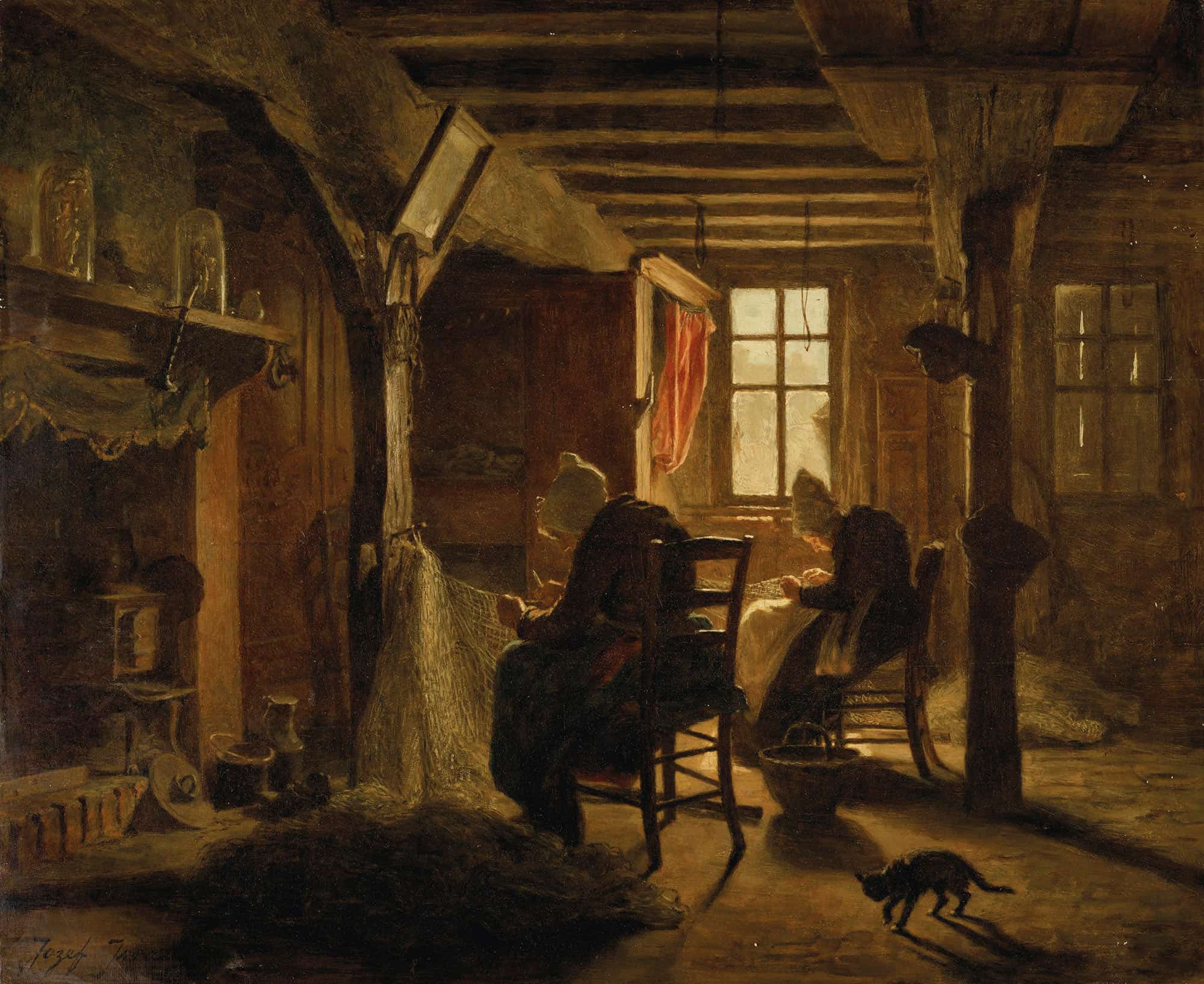 Mending The Nets by Jozef Israels