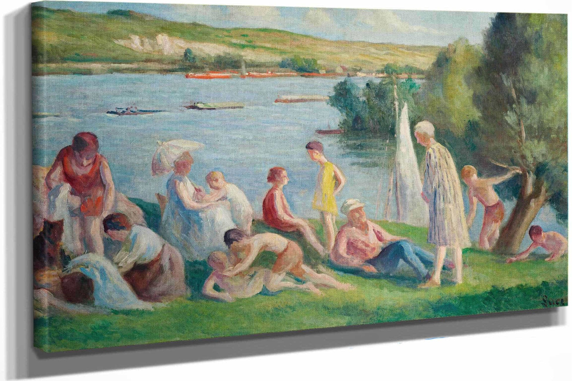 Mericourt Un Dimanche Au Bord De La Seine by Maximilien Luce