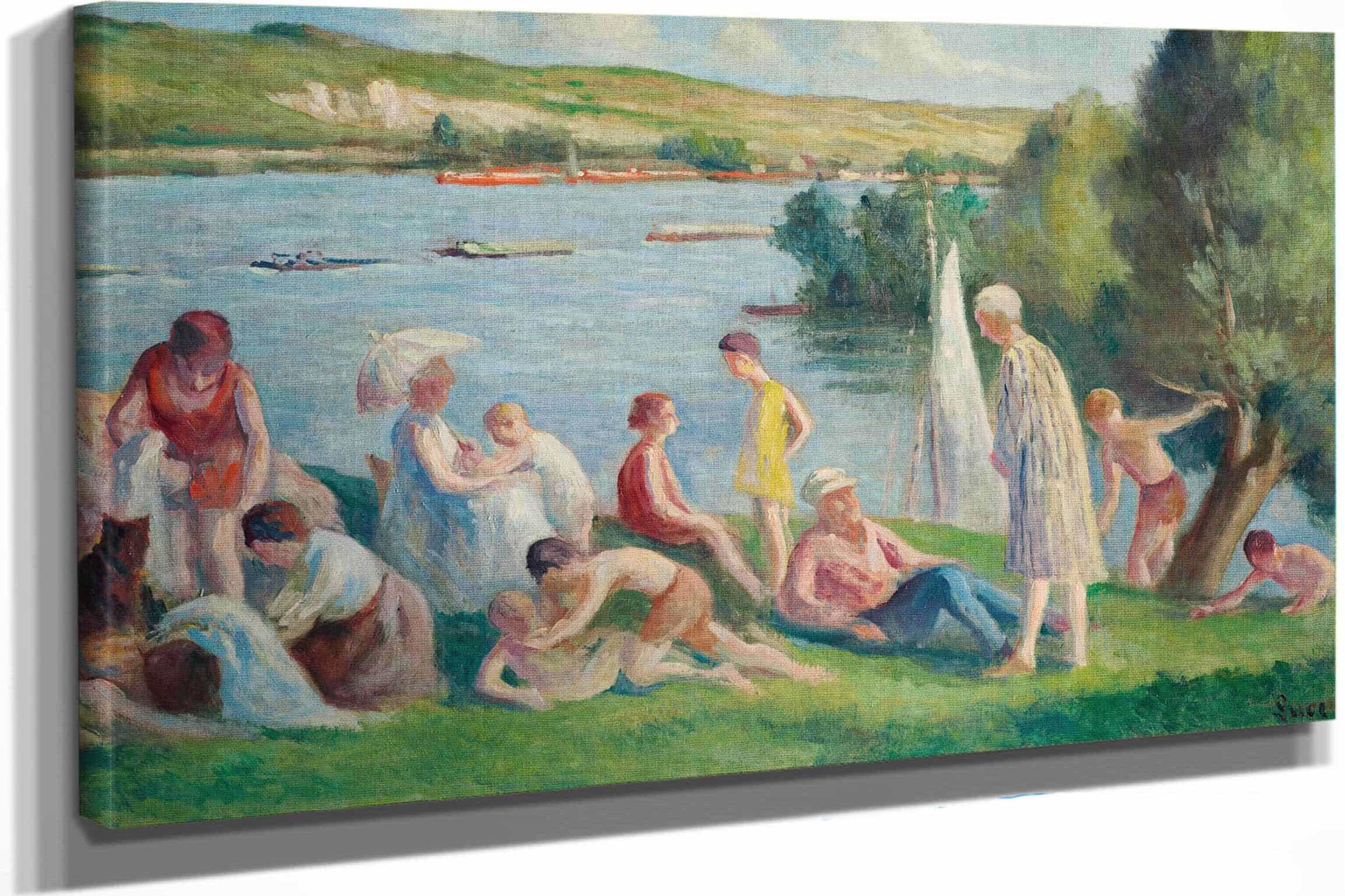 Mericourt Un Dimanche Au Bord De La Seine by Maximilien Luce
