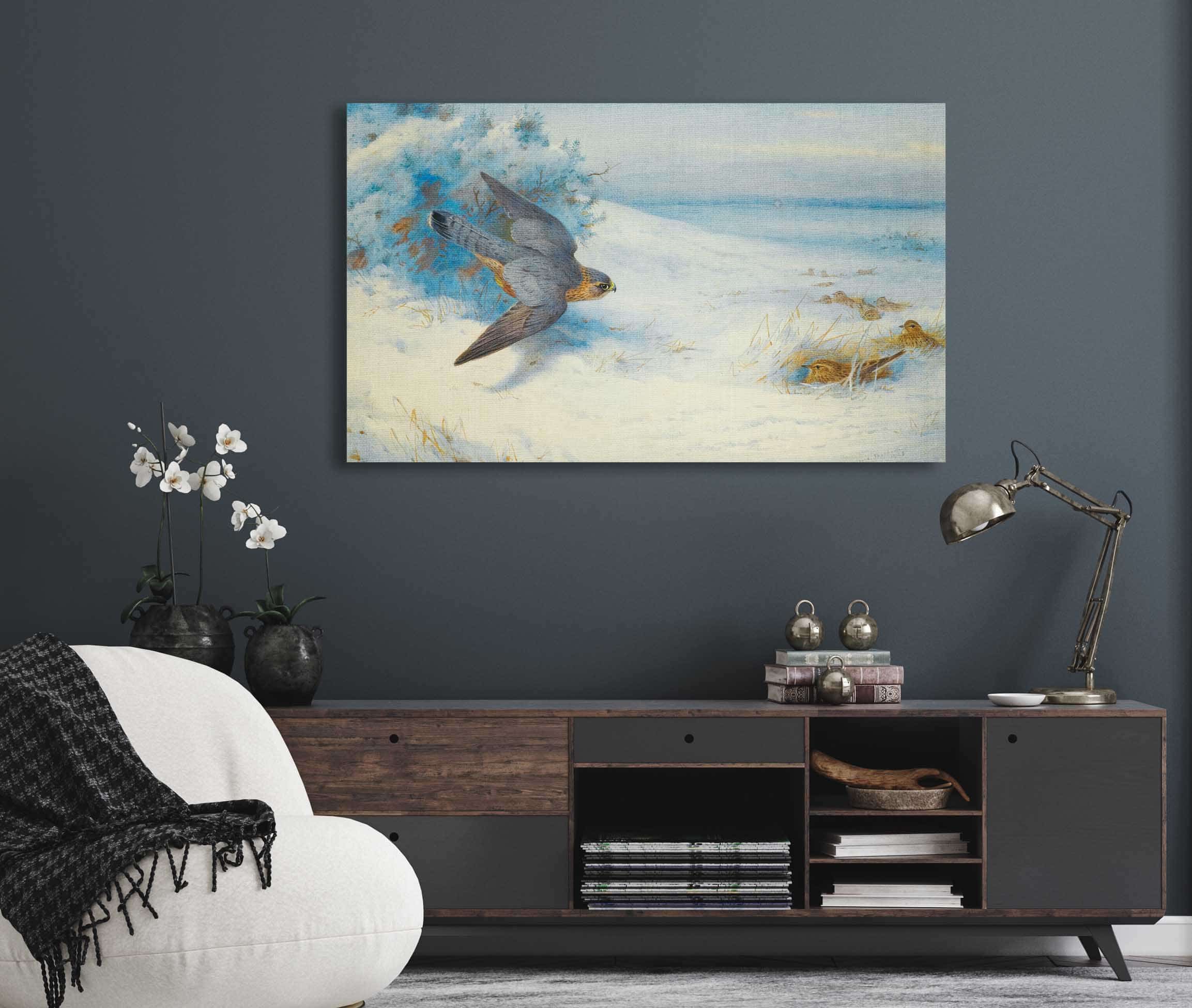 Merlin And Larks by Archibald Thorburn