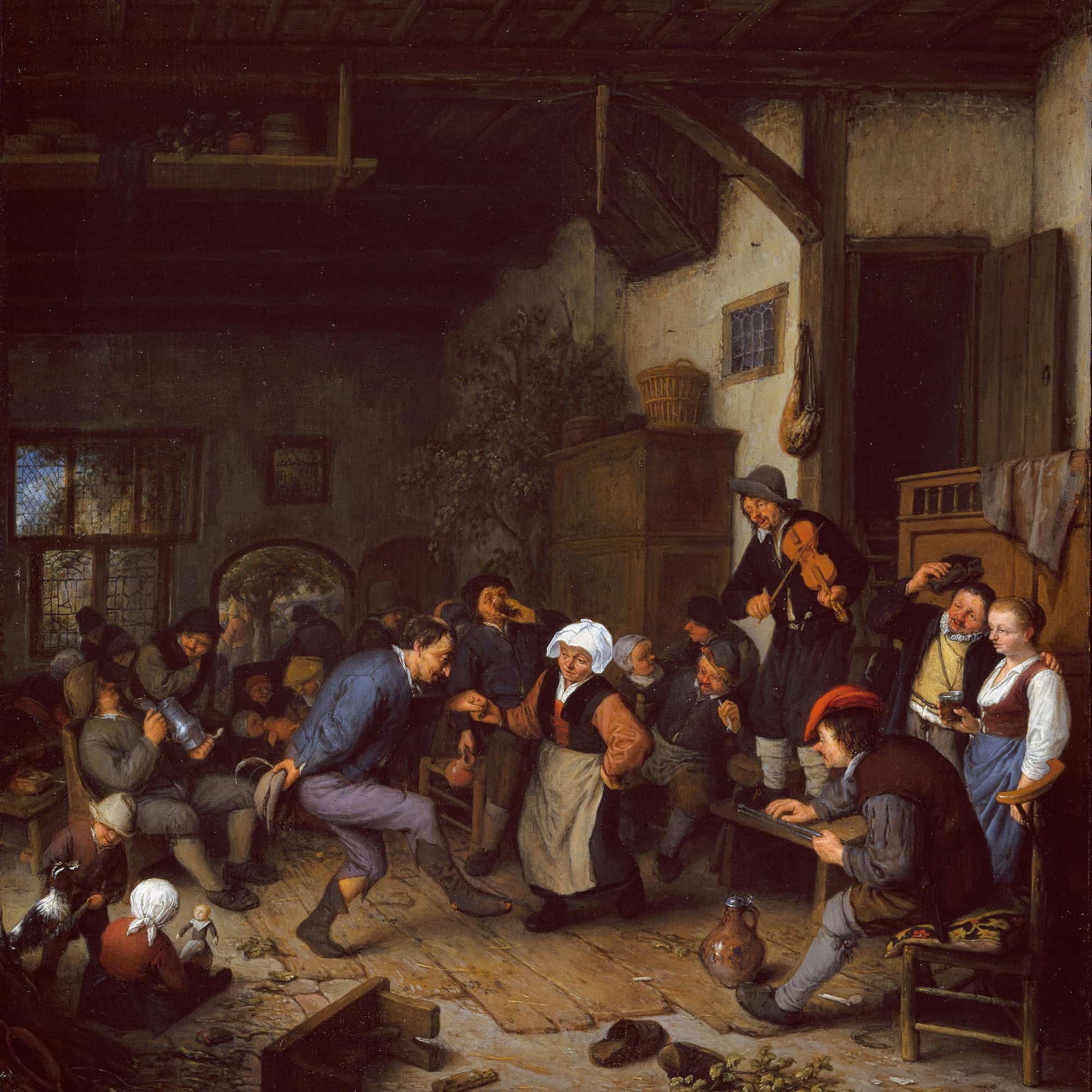 Merrymakers In An Inn by Adriaen Van Ostade