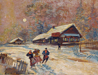 Merrymakers Outside The Tavern by Konstantin Alexeevich Korovin
