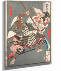Minamoto No Ushiwakamaru Battling With The Brigand Kumasaka Chohan by Tsukioka Yoshitoshi