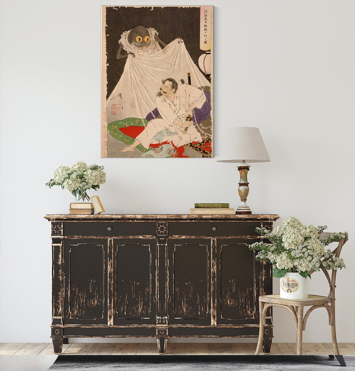 Minamoto No Yorimitsu Cuts At The Earth Spider by Tsukioka Yoshitoshi