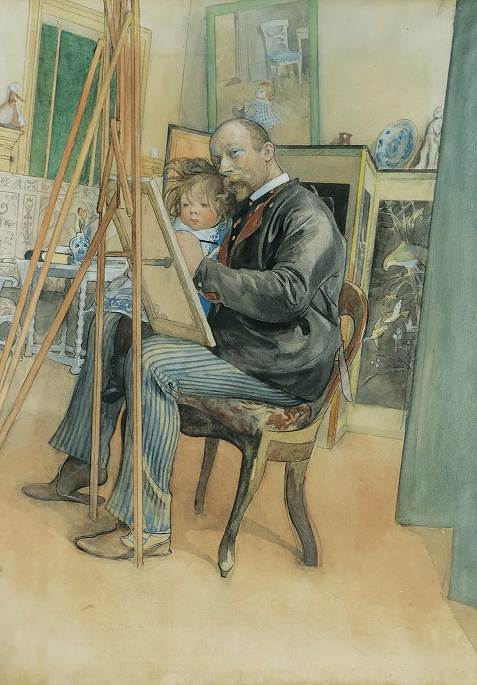 Mirror Image With Brita by Carl Larsson