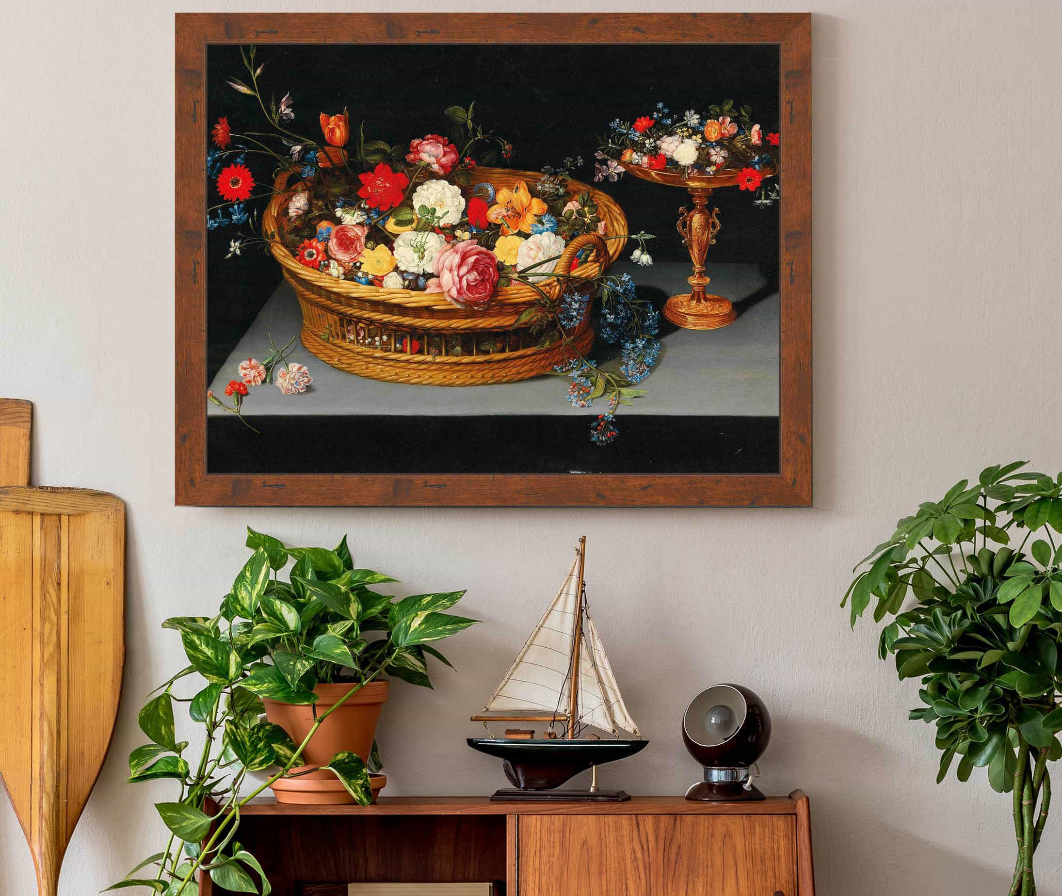 Mixed Flowers In A Basket With A Tazza Nearby by Jan Brueghel The Younger