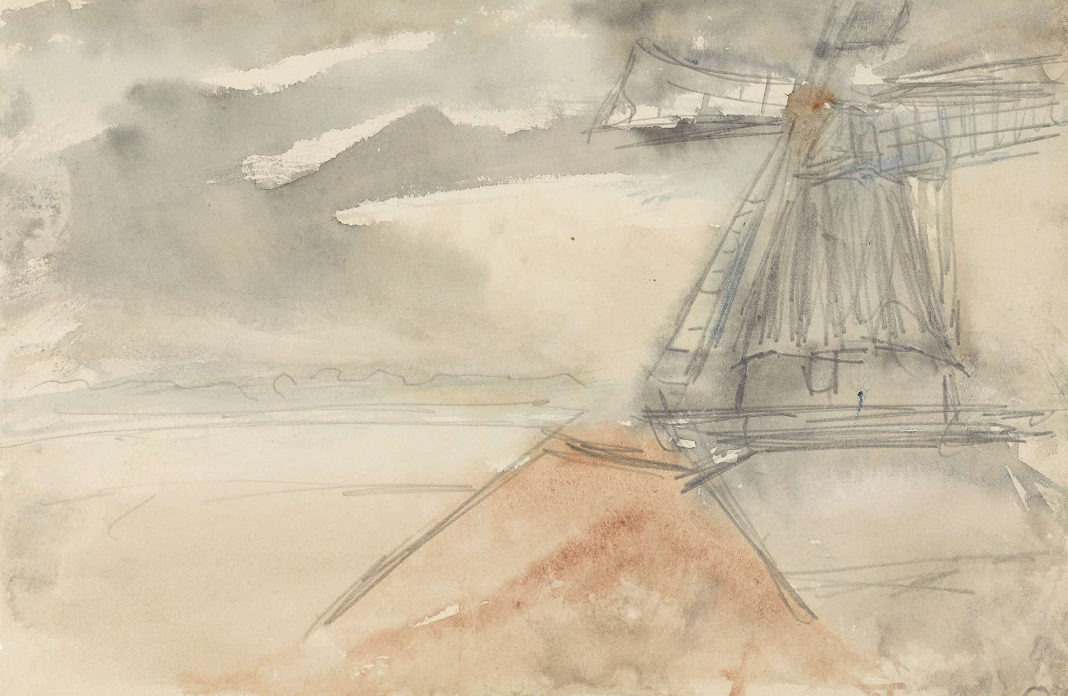 Molen Bij Bewogen Lucht  by Jozef Israels