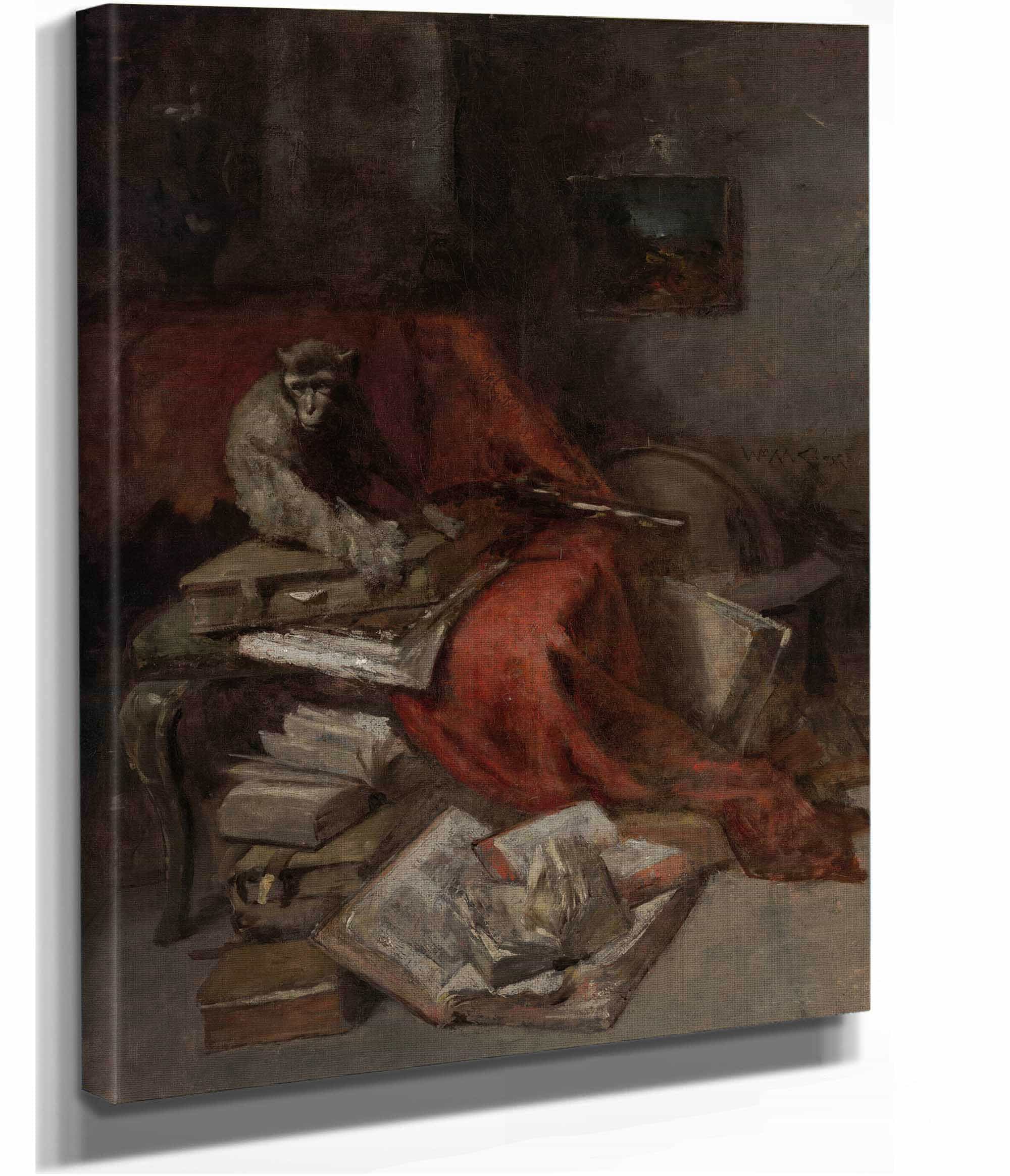 Monkeying With Literature   by William Merritt Chase